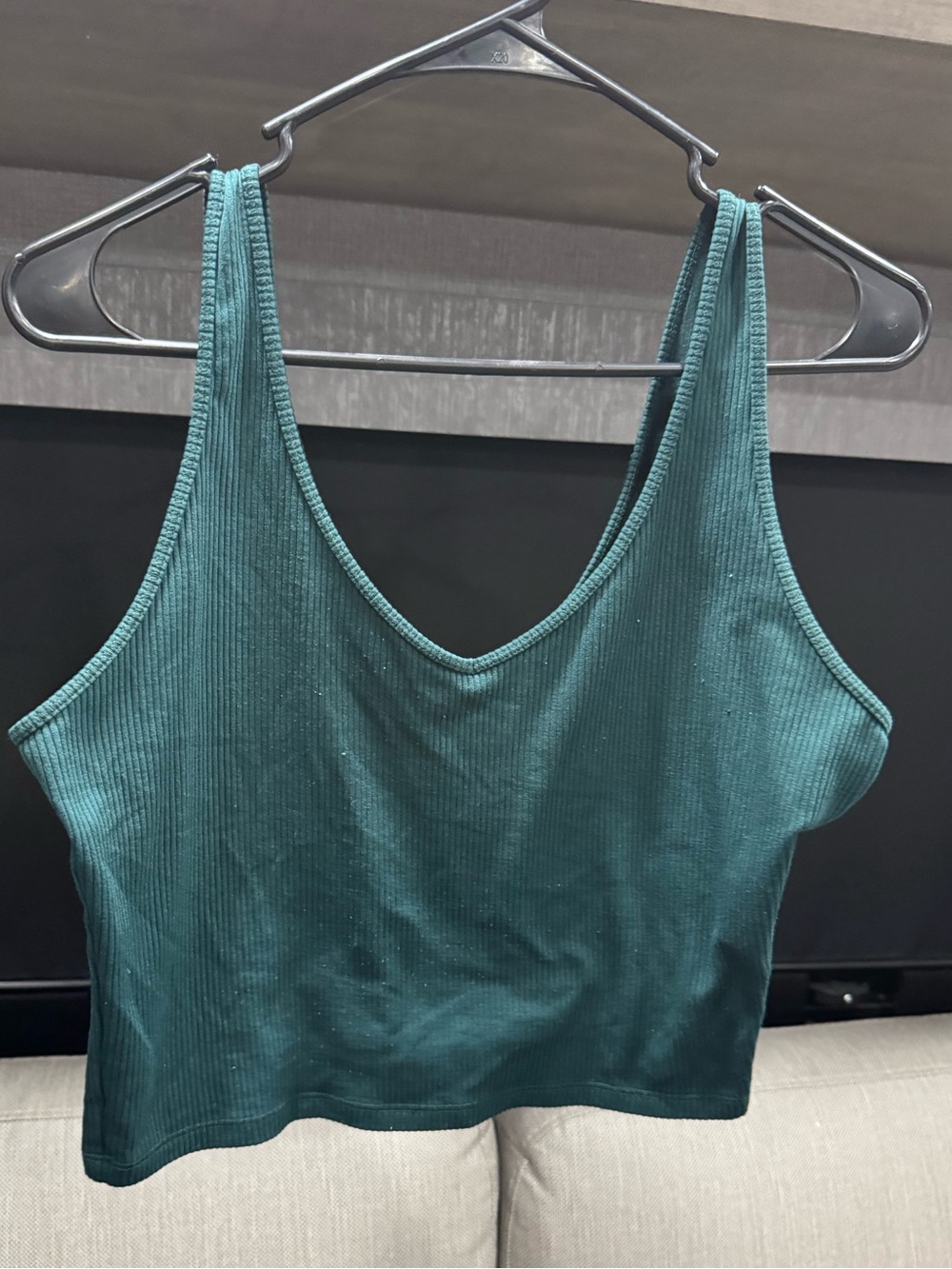 Hollister Ribbed Crop Tank Top Women’s XL Dark Green Fitted Stretch Basic Cami